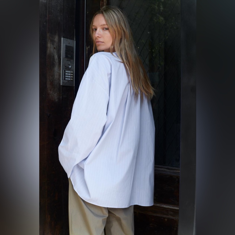 Zara Light Blue Oversized Button-Up Shirt